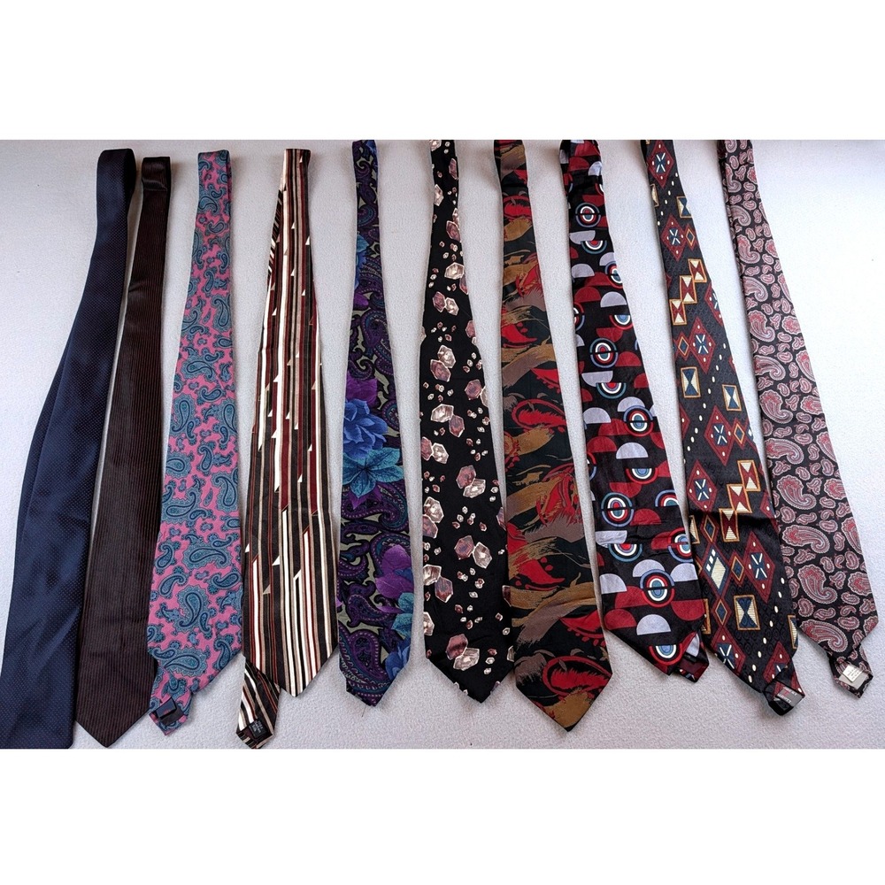 Vintage Designer Tie Lot 10pc Silk Ted Lapidus Don Loper Paisley Geometric Retro